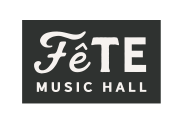 Logo for Fête Music Hall in white text on a black background.