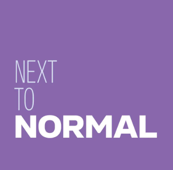 Text on a purple background reads "NEXT TO NORMAL.