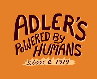 Adler's logo features the text "Powered by Humans since 1919" on an orange background.