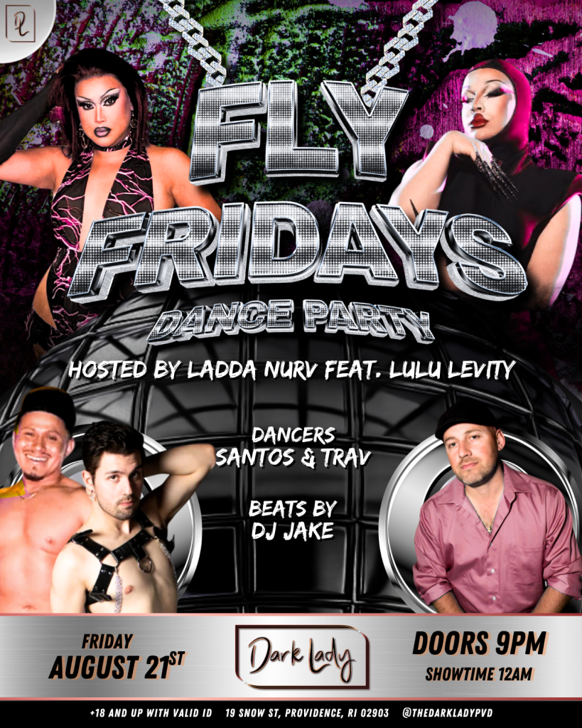 Drag performers host a dance party featuring dancers Santos and Trav, with DJ Jake providing music.