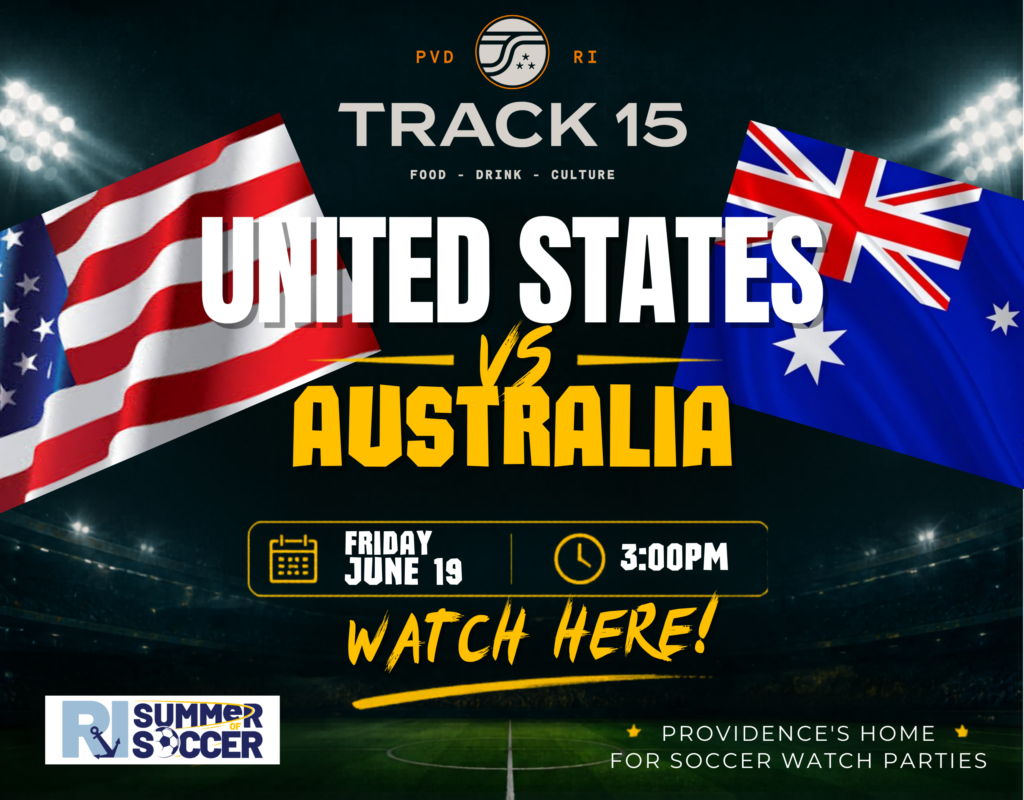 US and Australia flags highlight a soccer match on June 19 at 3:00 PM. "Watch here!" is emphasized.