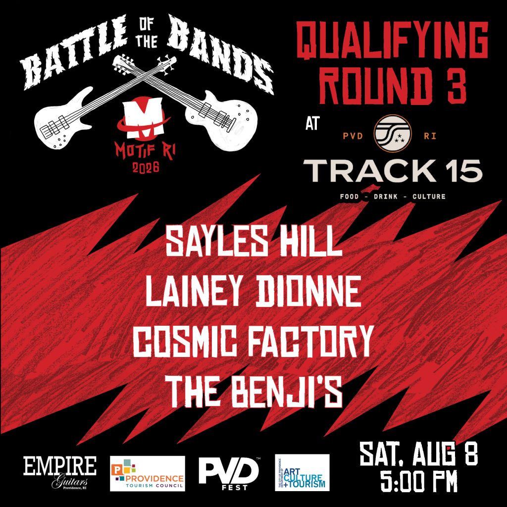 Event poster for Battle of the Bands featuring four bands and event details.