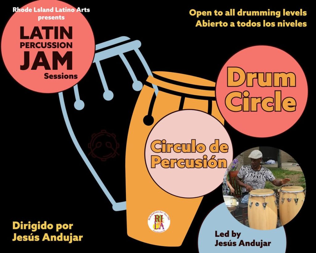 A drum circle led by Jesús Andujar, inviting all drumming levels to participate.