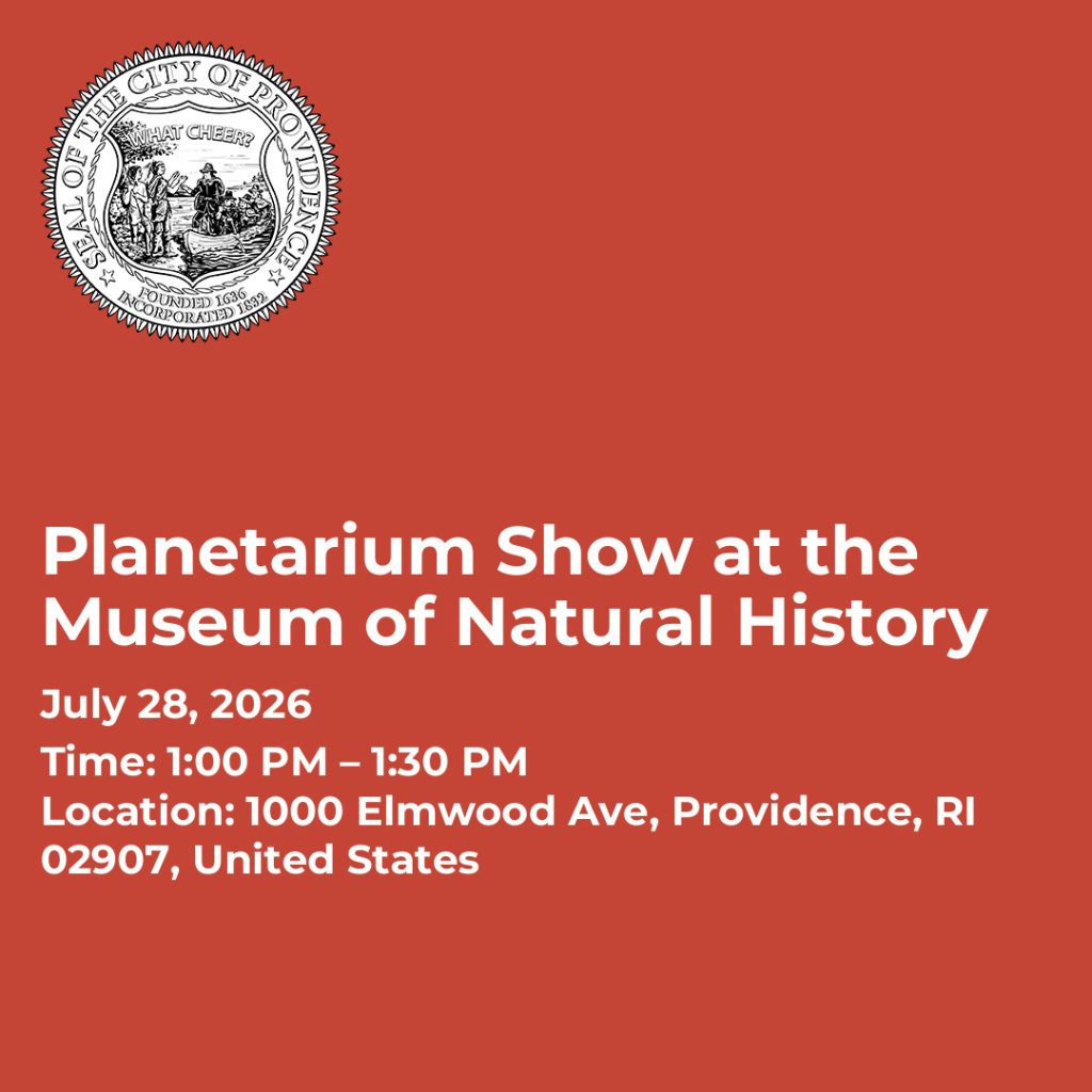 Text details a planetarium show at the Museum of Natural History on July 28, 2026, from 1:00 PM to 1:30 PM.