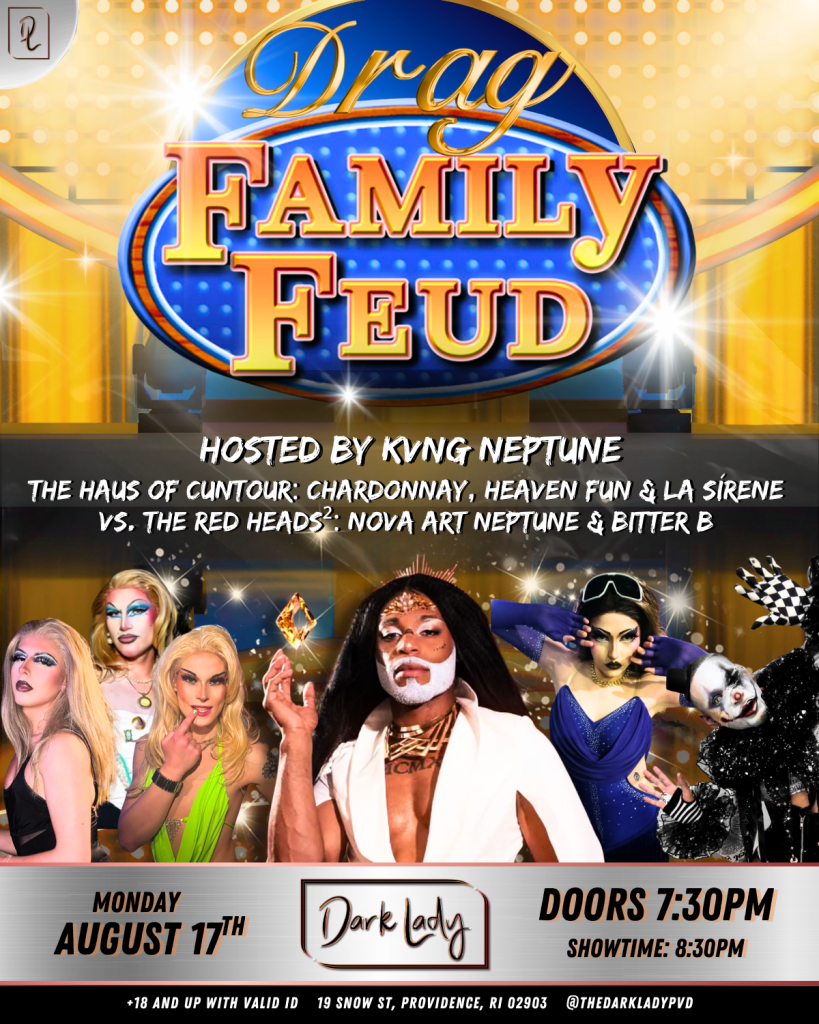 Drag performers compete in a game show format, hosted by Kvng Neptune, at Dark Lady on August 17th.