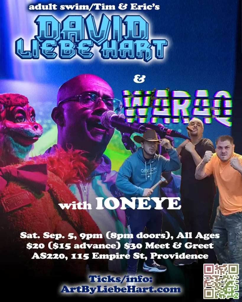 David Liebe Hart performs with Waraq and IONEYE, featuring a puppet and event details.