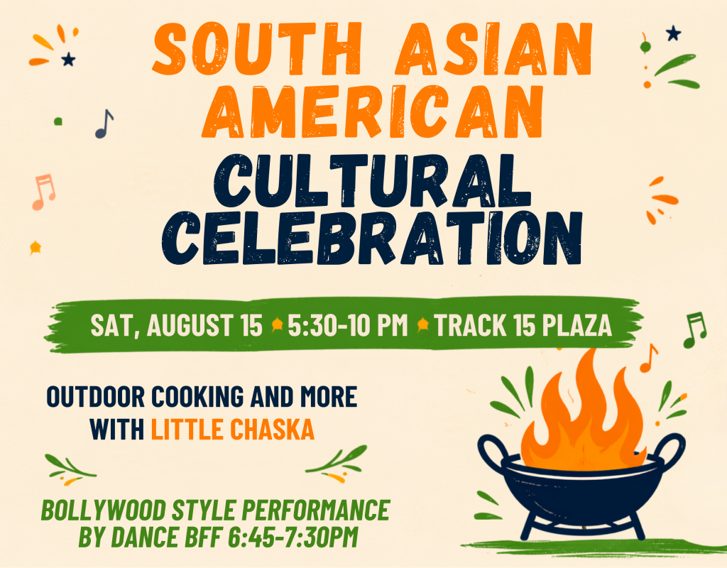 South Asian American Cultural Celebration details with outdoor cooking and Bollywood dance performance.
