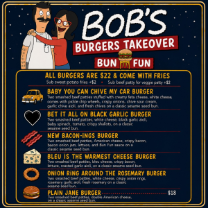 Bob’s Burgers Menu Takeover