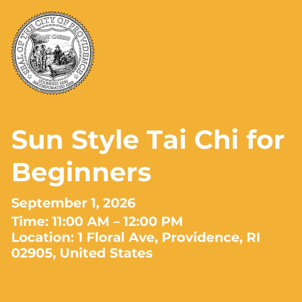 Tai Chi class schedule at Roger Williams Park Botanical Center, every first Tuesday at 11 AM. Email to register.