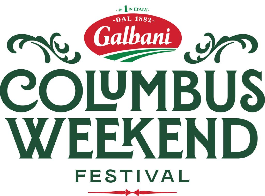 Galbani logo with "Columbus Weekend Festival" prominently displayed. Celebrates Italian heritage and culture.