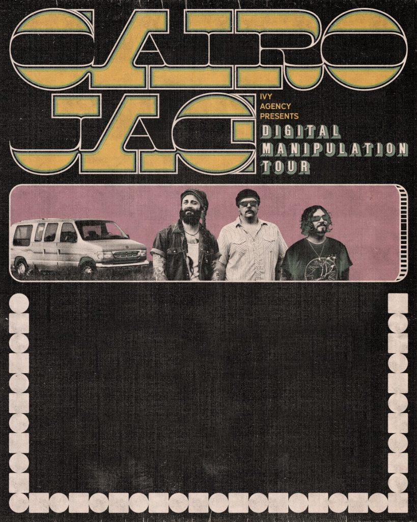 Three men stand in front of a van, promoting the "Digital Manipulation Tour.