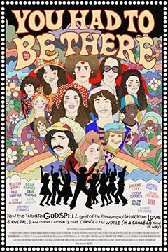 Colorful poster featuring diverse individuals celebrating community and love, inspired by the musical "Godspell.