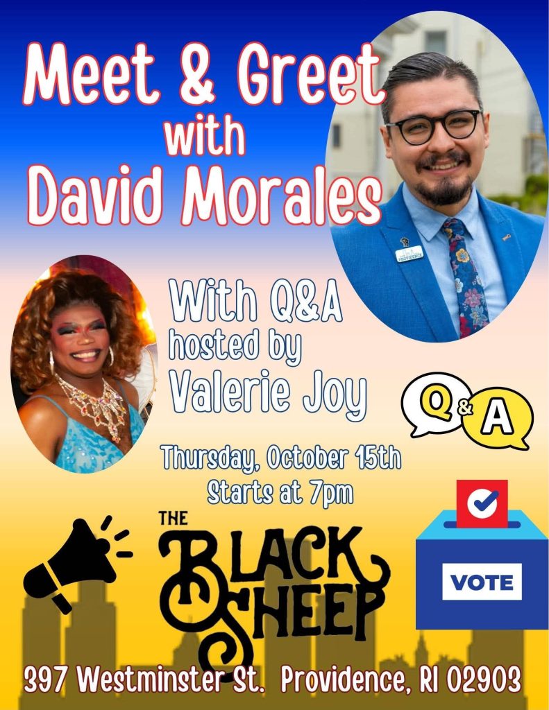 Event poster for a meet and greet with David Morales, hosted by Valerie Joy, featuring a Q&A session.