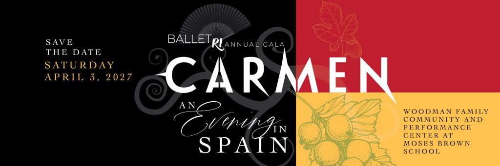 Text promoting the Ballet RI annual gala, "Carmen: An Evening in Spain," on April 3, 2027.