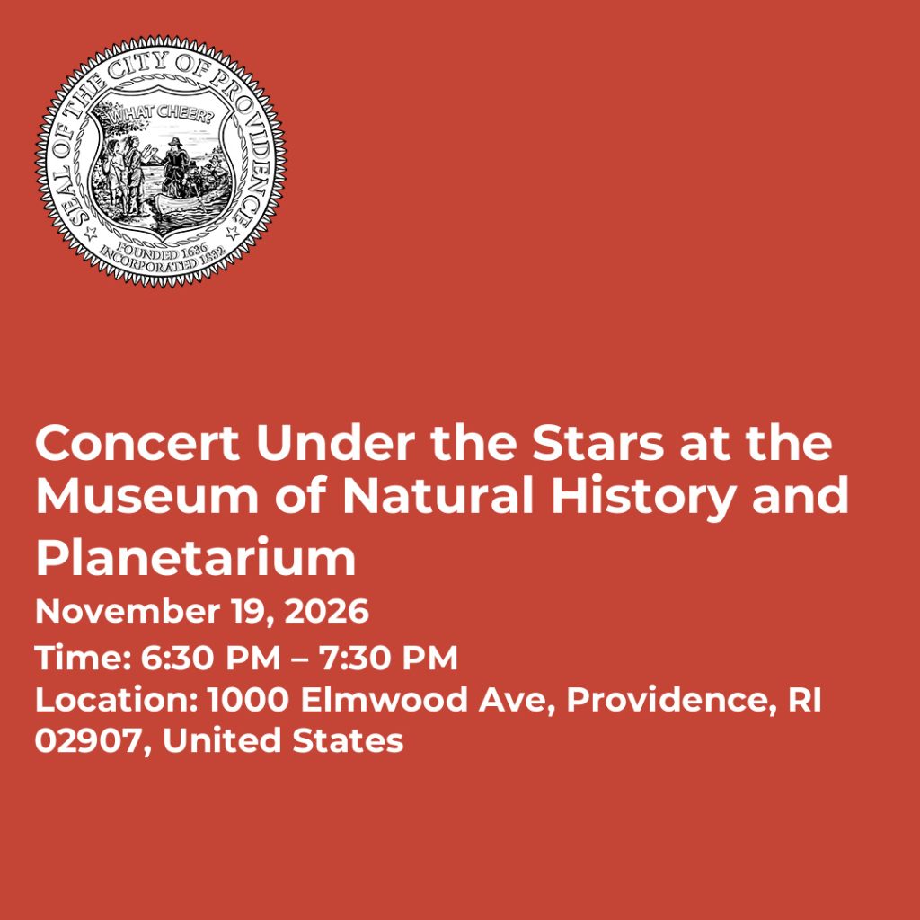 Concert announcement for "Concert Under the Stars" at the Museum of Natural History and Planetarium, November 19, 2026.