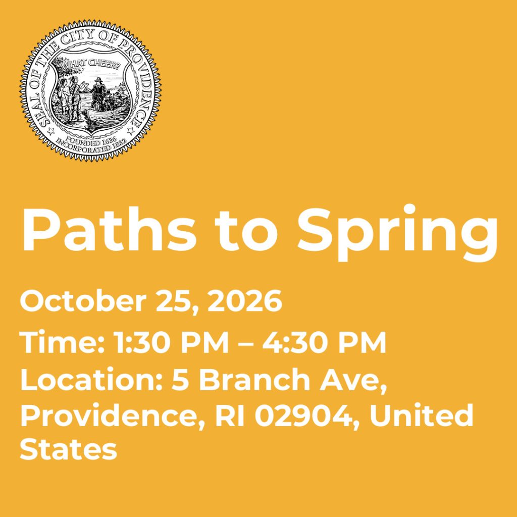 Event details for "Paths to Spring" on October 25, 2026, from 1:30 PM to 4:30 PM at 5 Branch Ave, Providence.