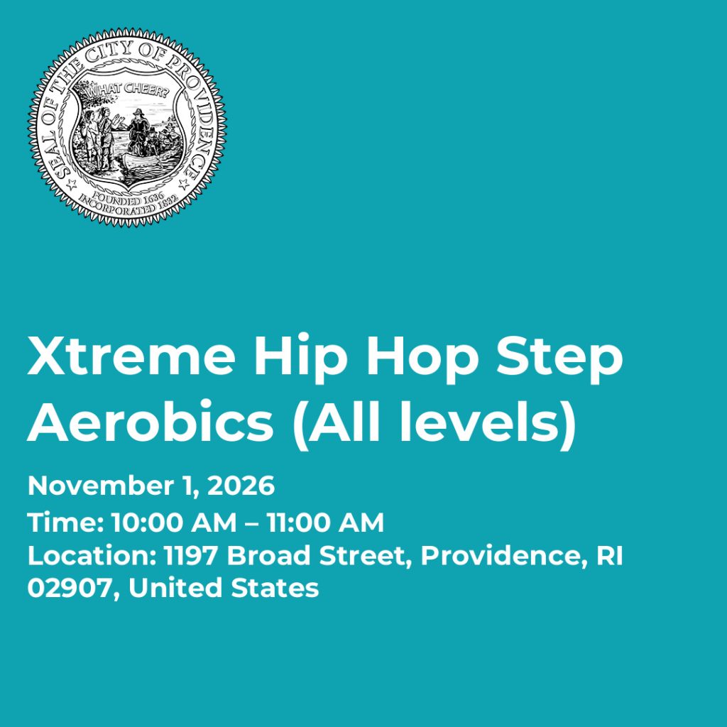 Event details for Xtreme Hip Hop Step Aerobics on November 1, 2026, at 1197 Broad Street, Providence, RI.